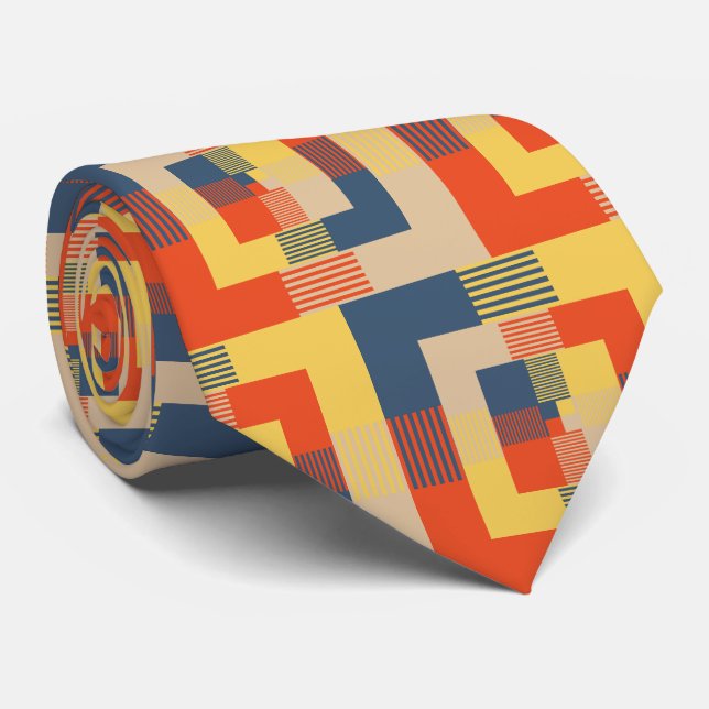 Blue Yellow Red Beige Tie (Rolled)