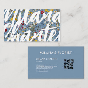 Blue Yellow Red Daisy Modern Trendy Flower Florist Business Card