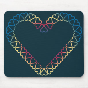 blue yellow red heart on mouse pad