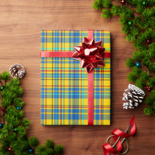 Blue, Yellow, Red Plaid Checkered pattern, Tartan Wrapping Paper