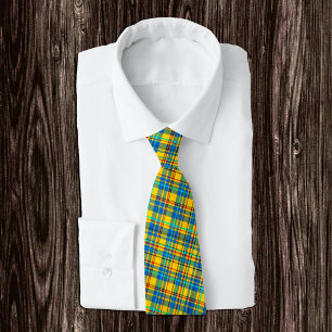 Blue, Yellow, Red Plaid Chequered Tie, Rustic Tie