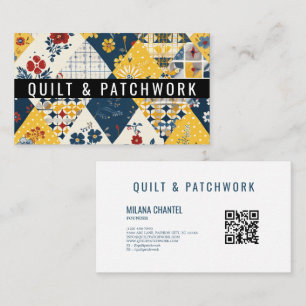 Blue Yellow Red Quilt Patchwork Handmade Clothing Business Card