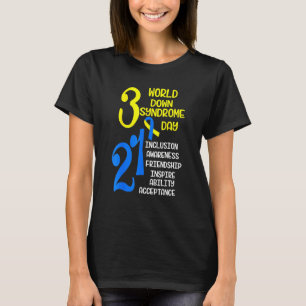 Blue Yellow Ribbon 321 World Down Syndrome Awarene T-Shirt