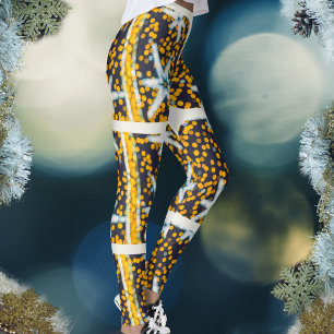 Blue yellow shining Christmas stars Leggings