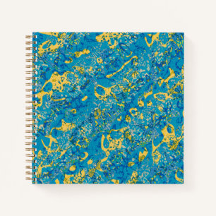 Blue & Yellow Spotted Graphic Abstraction Notebook