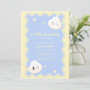 Blue Yellow Star Chinese Dumpling Baby Shower Invitation