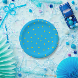 Blue yellow stars paper plate