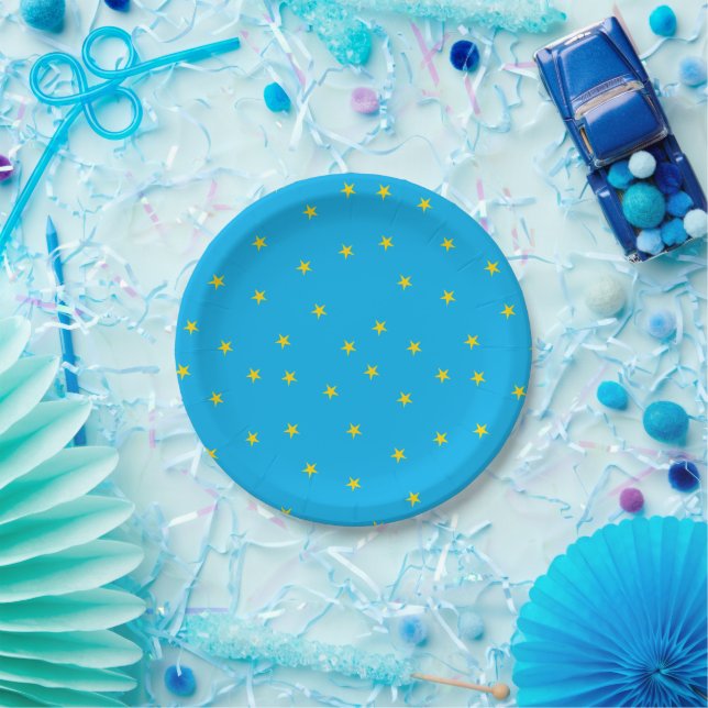 Blue yellow stars paper plate (Party)