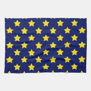 Blue Yellow Stars Pattern Decorative Tea Towel