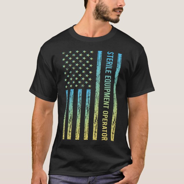 Blue Yellow Sterile Equipment Operator T-Shirt (Front)