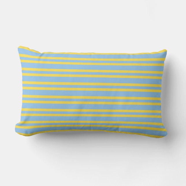 Blue Yellow Stripes Seamless Pattern Lumbar Cushion (Front)