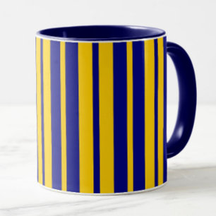 Blue Yellow Stylish Stripes Pattern Design  Mug