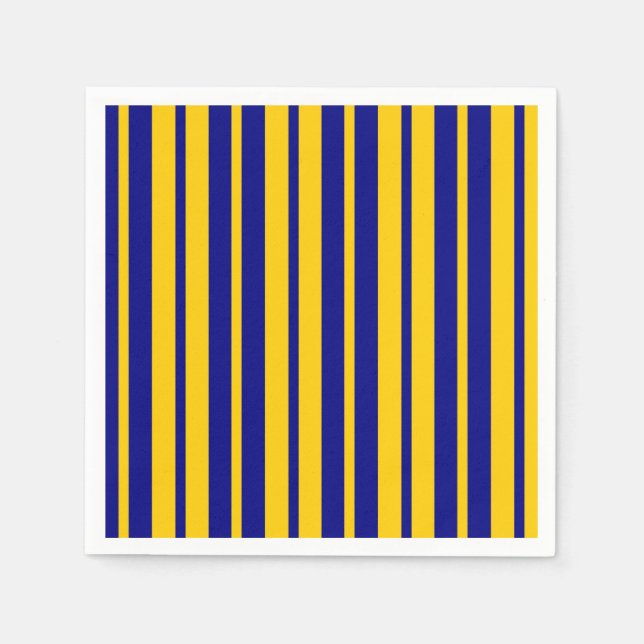 Blue Yellow Stylish Stripes Pattern Design  Napkin (Front)