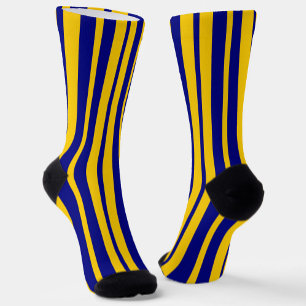 Blue Yellow Stylish Stripes Pattern Design Socks