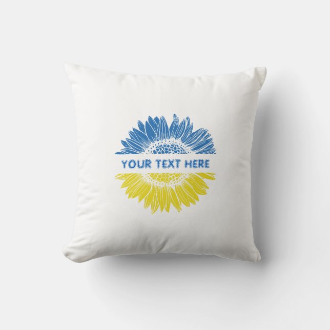 Blue/yellow sunflower. Custom text. Customisable Cushion (Front)