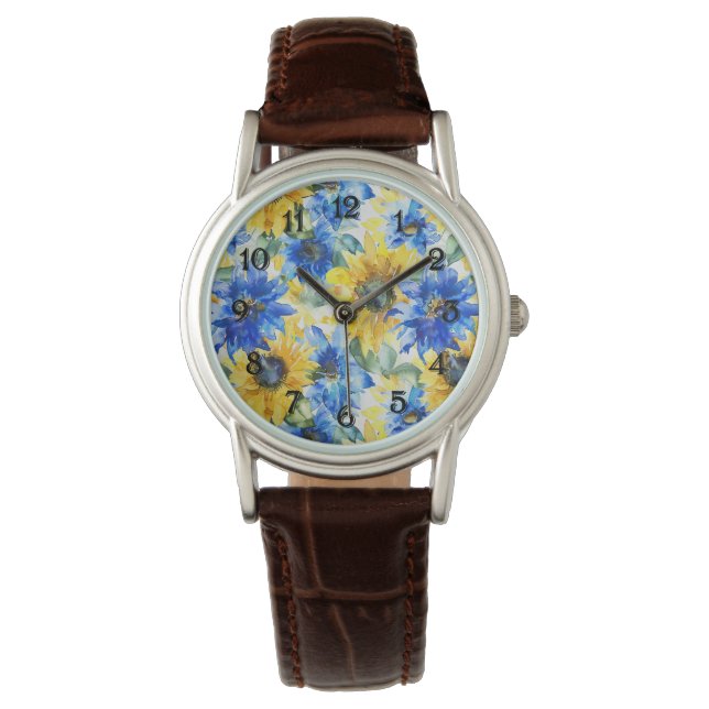Blue Yellow Sunflowers Watch (Front)