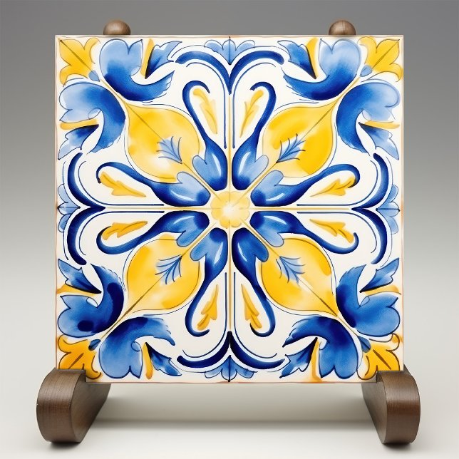 Blue Yellow Sunny Azulejos Elegance Tile (Creator Uploaded)