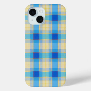 Blue & Yellow Tartan Check Fresh Plaid iPhone 15 Case