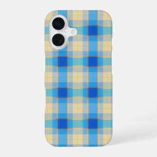 Blue & Yellow Tartan Check Fresh Plaid iPhone 16 Case
