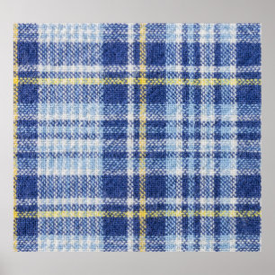 Blue Yellow Tartan: Fashionable Plaid Poster