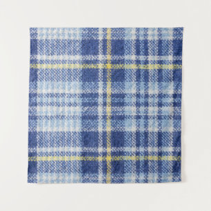 Blue Yellow Tartan: Fashionable Plaid Tapestry
