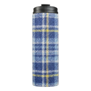 Blue Yellow Tartan: Fashionable Plaid Thermal Tumbler