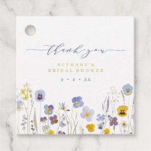 Blue & Yellow Thank You Floral Bridal Shower Favour Tags