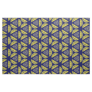 Blue Yellow Triangle Abstract Geometric Pattern Fabric