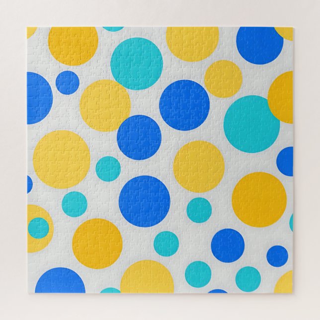 Blue Yellow Turquoise Polka Dots Jigsaw Puzzle (Vertical)