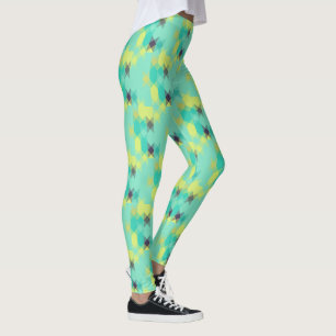 blue yellow turquoise yellow and aqua leggings