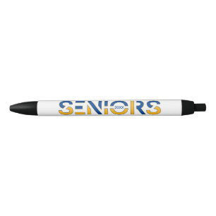 Blue & Yellow Two-Colour Seniors Sliced Letters Black Ink Pen