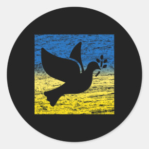 Blue Yellow Ukraine Flag Dove Ukrainian Peace Bird Classic Round Sticker