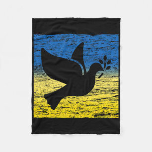 Blue Yellow Ukraine Flag Dove Ukrainian Peace Bird Fleece Blanket