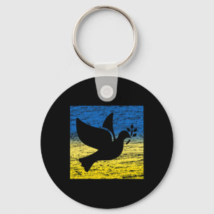 Blue Yellow Ukraine Flag Dove Ukrainian Peace Bird Key Ring