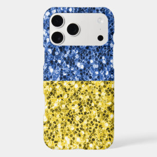 Blue yellow Ukraine flag glitter faux sparkles