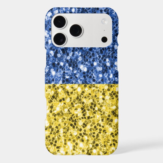 Blue yellow Ukraine flag glitter faux sparkles (Back)
