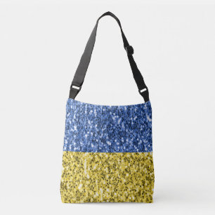 Blue yellow Ukraine flag glitter faux sparkles Crossbody Bag