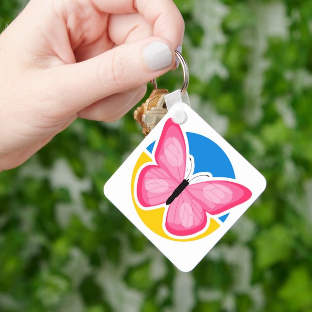 Blue Yellow Ukrainian Flag Butterfly Key Ring (Hand)