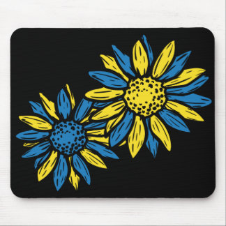 BLUE & YELLOW UKRANIAN SUNFLOWERS MOUSE PAD