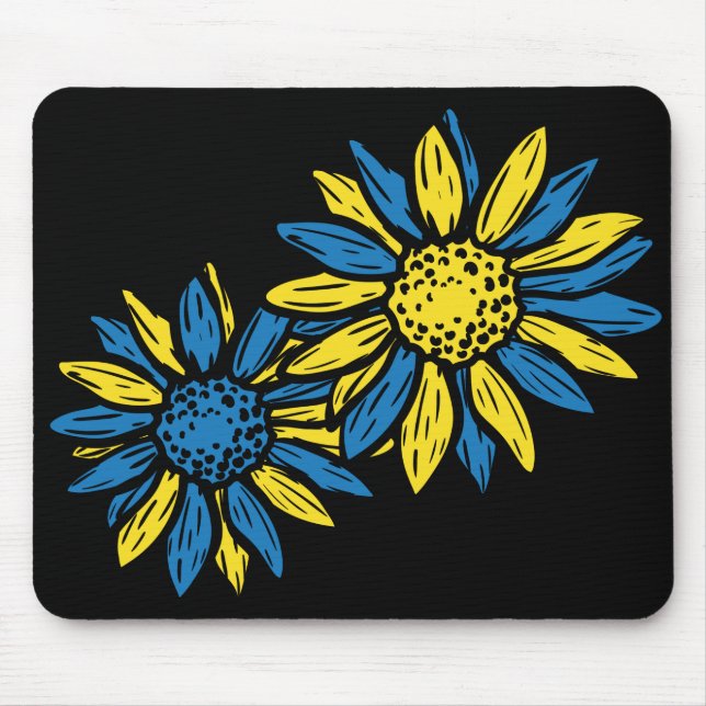 BLUE & YELLOW UKRANIAN SUNFLOWERS MOUSE PAD (Front)