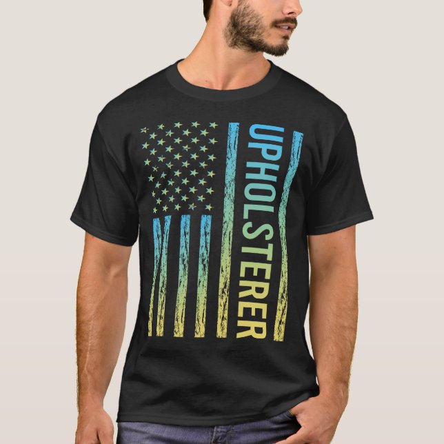 Blue Yellow Upholsterer T-Shirt (Front)