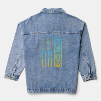 Blue Yellow USA Flag - Furniture Designer Denim Jacket