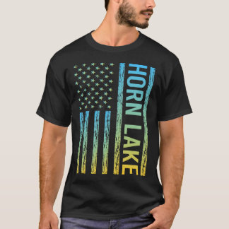 Blue Yellow USA Flag Horn Lake T-Shirt