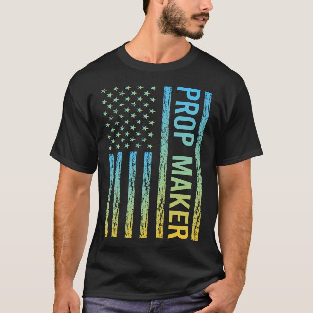Blue Yellow USA Flag - Prop Maker T-Shirt (Front)