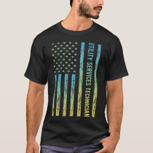 Blue Yellow Utility Services Technician T-Shirt