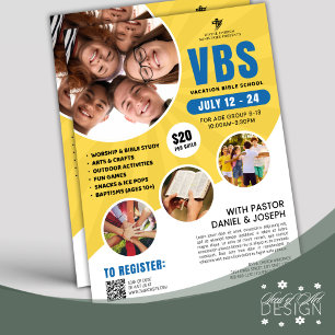 Blue Yellow VBS Vacation Bible School Church Youth Flyer
