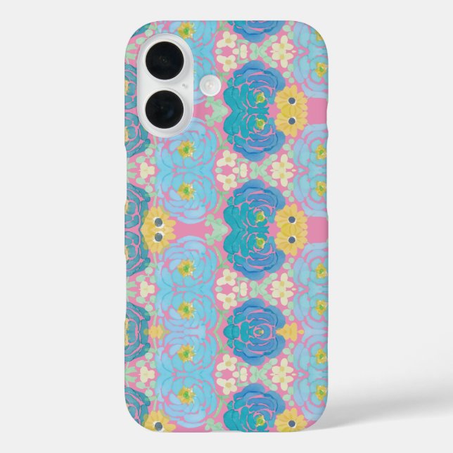 Blue & Yellow Watercolor Floral Case-Mate iPhone Case (Back)