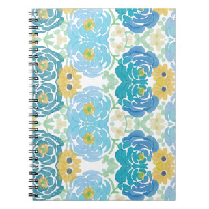 Blue & Yellow Watercolor Floral Notebook