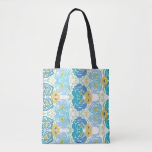 Blue & Yellow Watercolor Floral Tote Bag