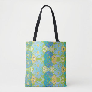Blue & Yellow Watercolor Floral Tote Bag
